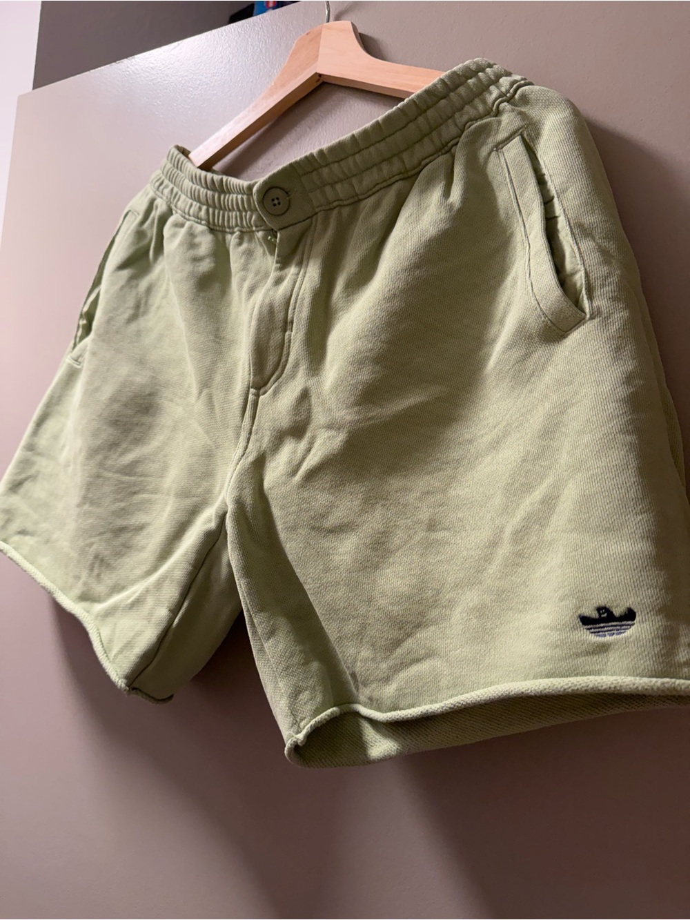 adidas Men’s Light Olive Green Terry Athletic Shorts